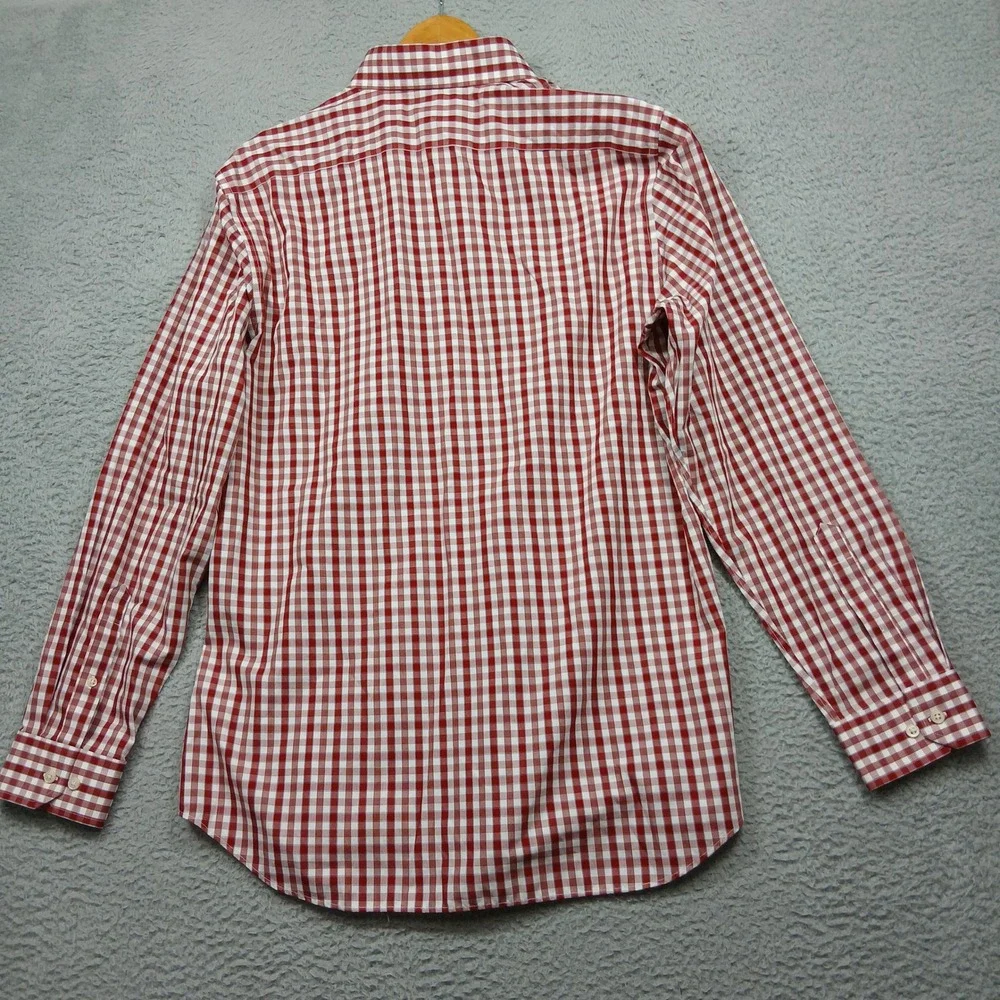 Banana Republic Slim Fit Shirt Men's XL Red‎ White Gingham Non-Iron Cotton